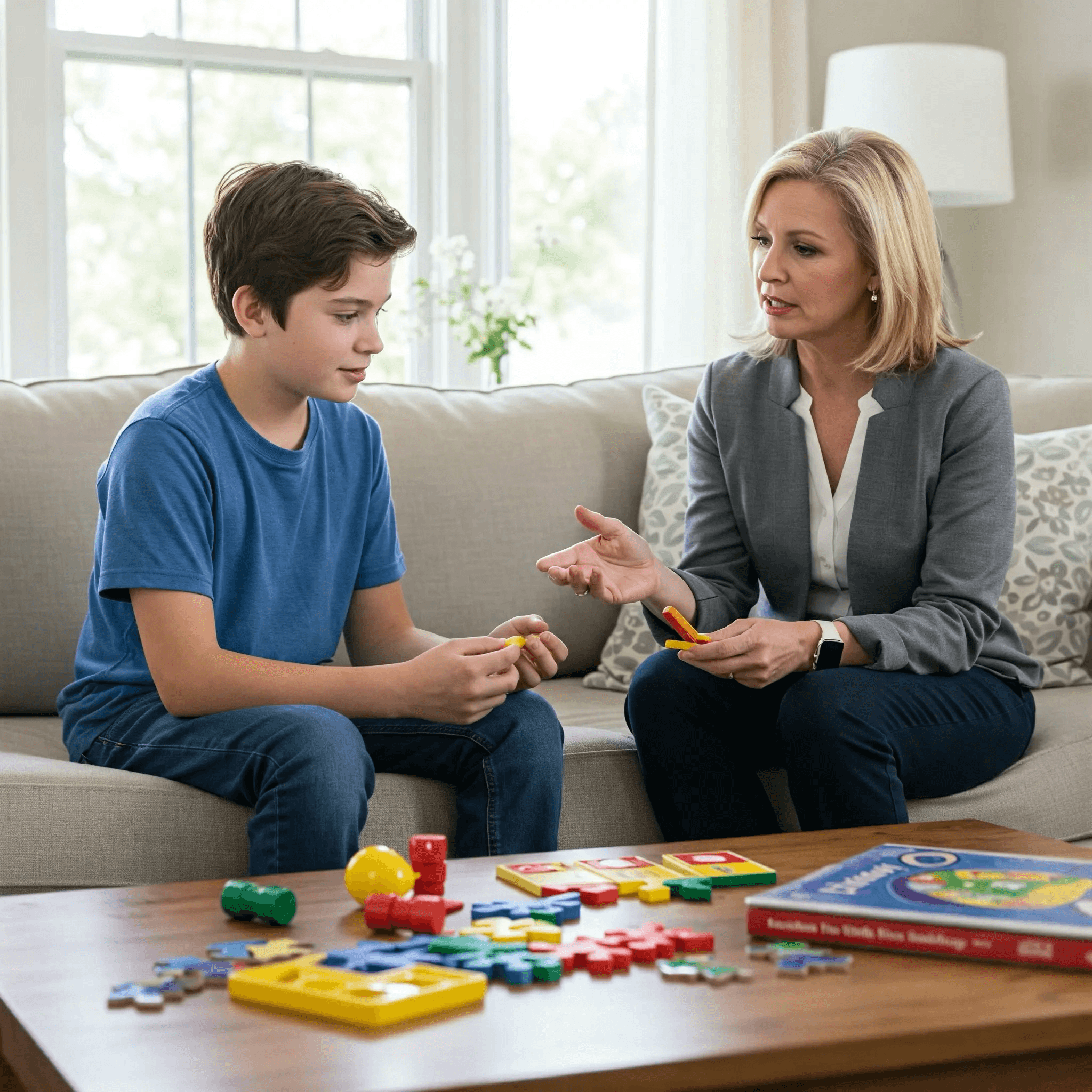 Child practicing speech in different settings