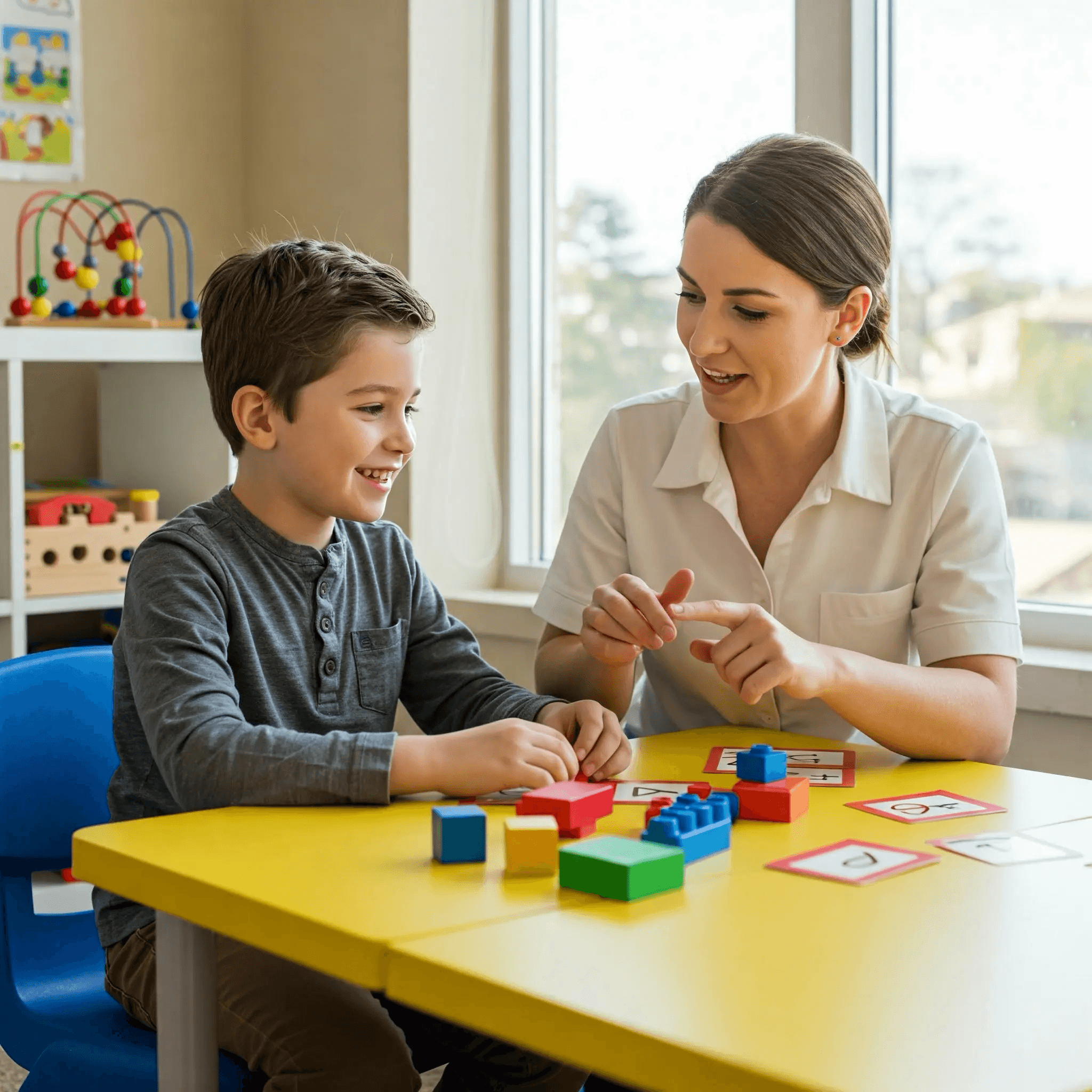 Child practicing speech therapy