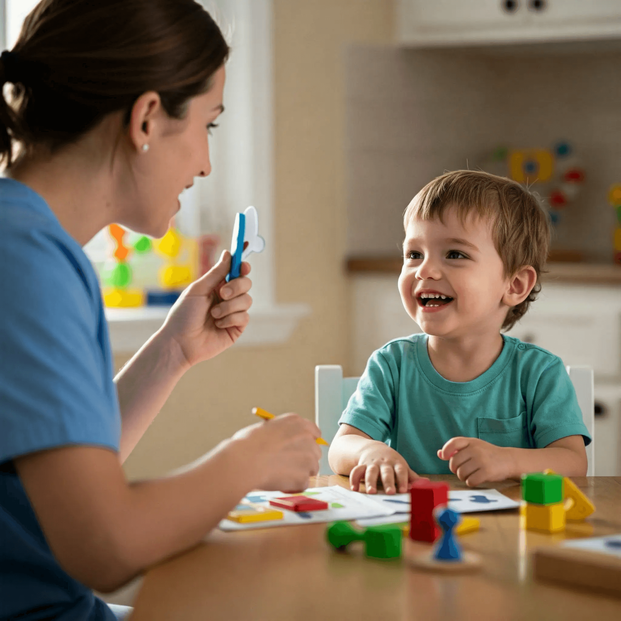 Therapist working with child